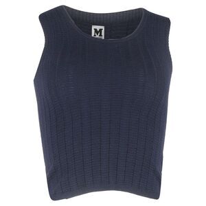 M Missoni Knitted Tank Tops in Navy Blue Cotton